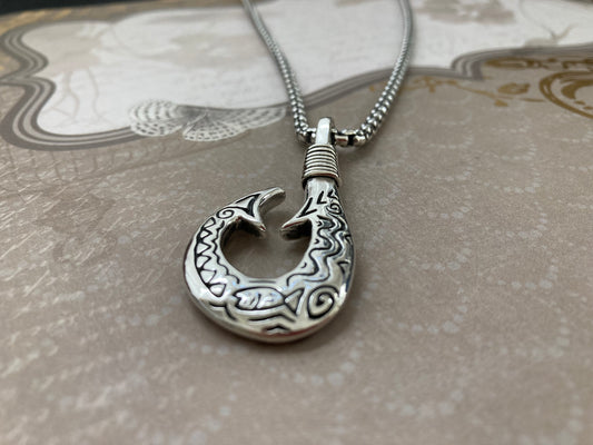 Hawaiian Fishhook Pendant Solid Sterling Silver