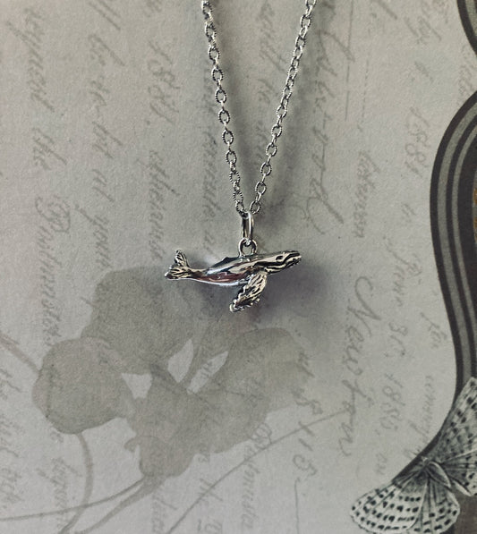 Baby Humpback Whale Pendant in Sterling Silver