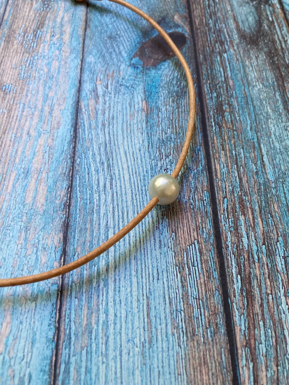 Freshwater Pearl Necklace on Leather Cord