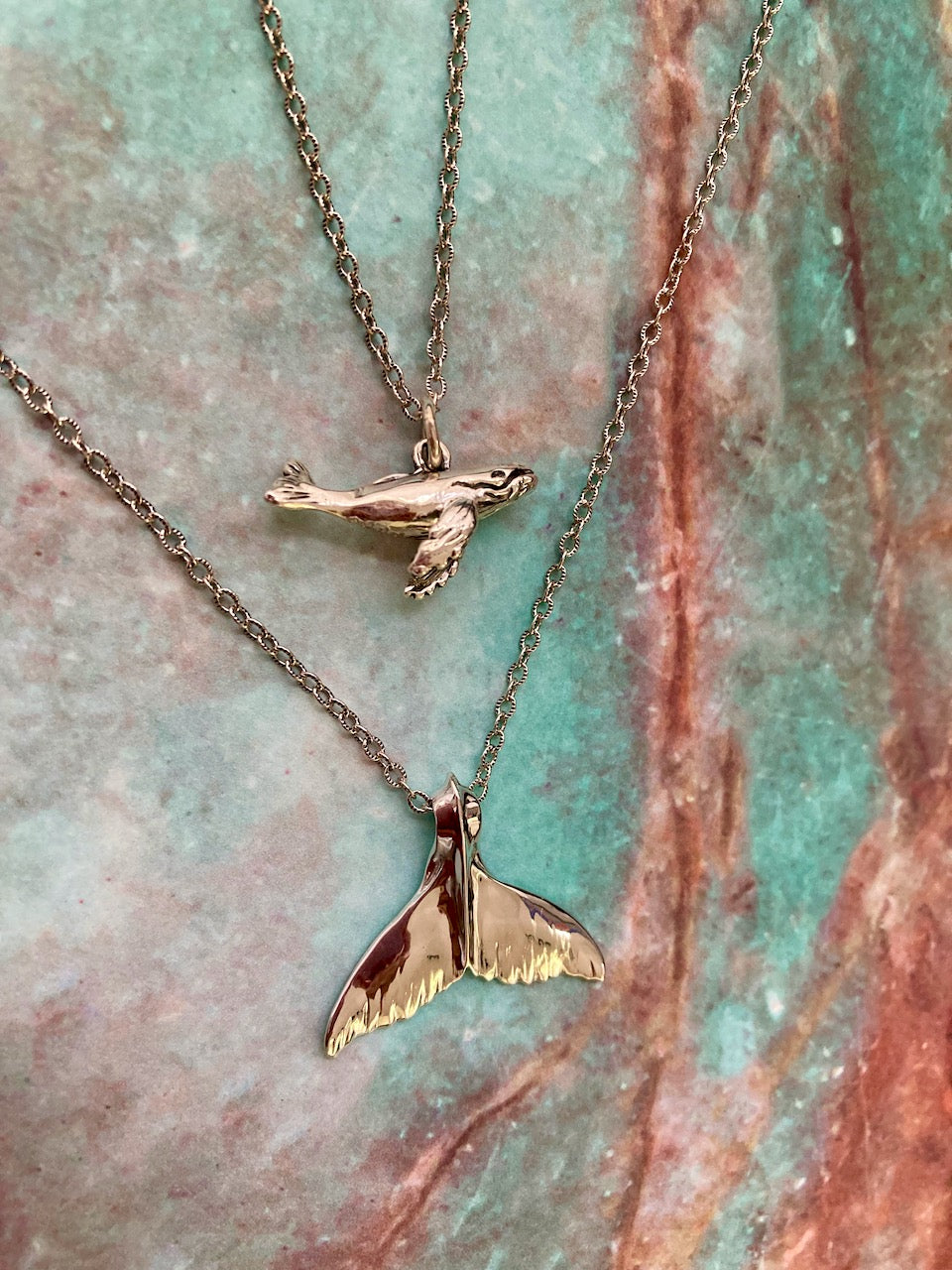 Humpback Whale Tail Pendant in Sterling Silver