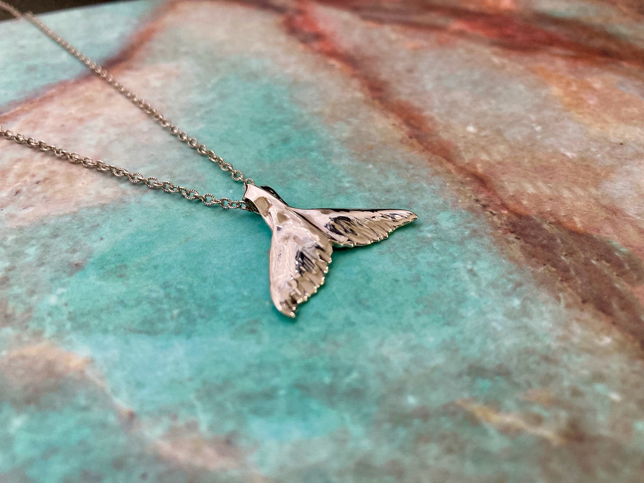 Humpback Whale Tail Pendant in Sterling Silver