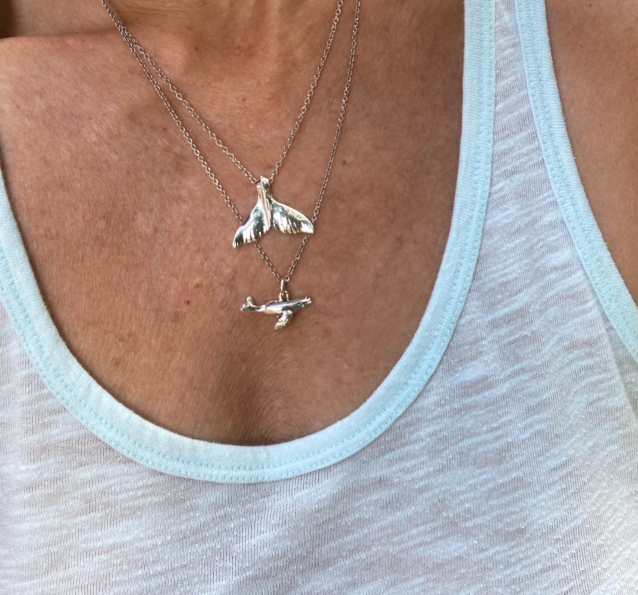Humpback Whale Tail Pendant in Sterling Silver