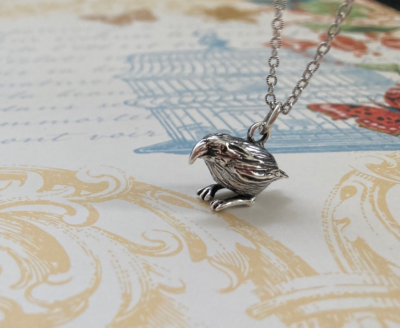 Sitting Kiwikiu - Maui Parrotbill Pendant
