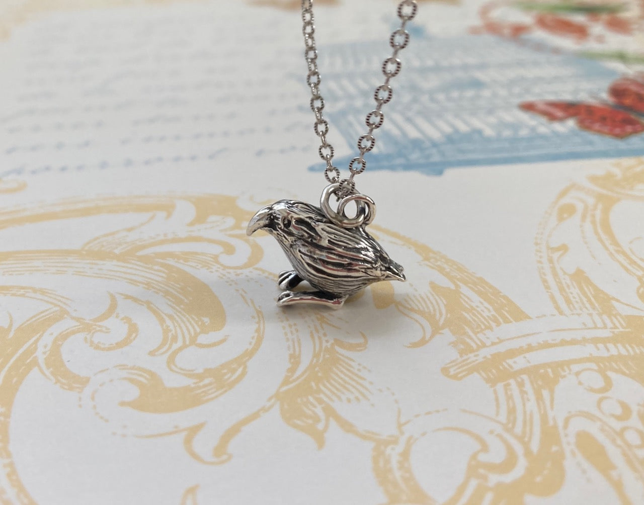 Sitting Kiwikiu - Maui Parrotbill Pendant