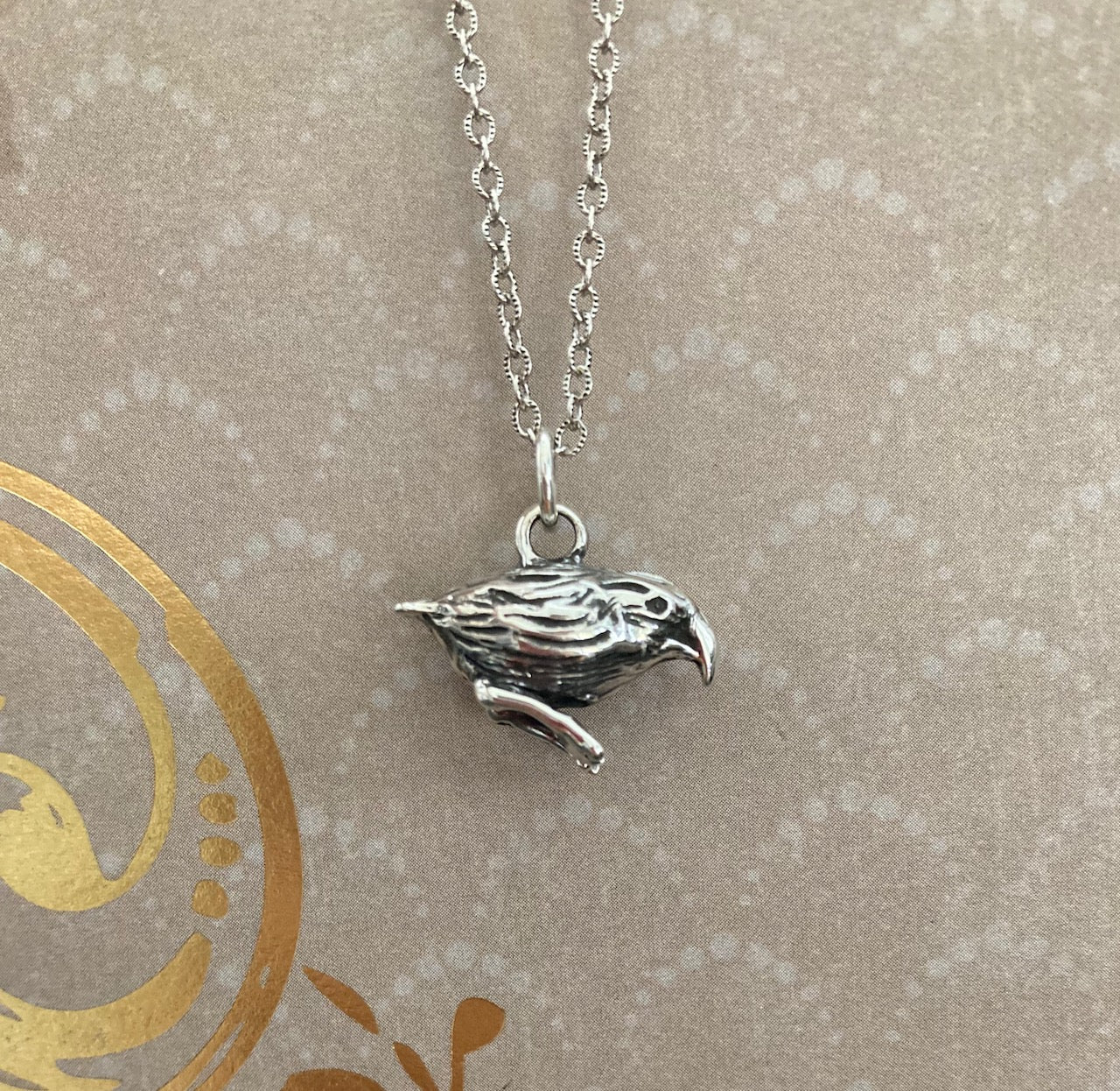 Sitting Kiwikiu - Maui Parrotbill Pendant