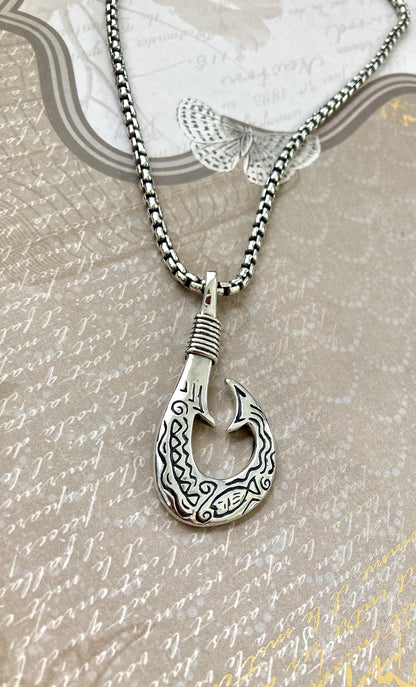 Hawaiian Fishhook Pendant Solid Sterling Silver