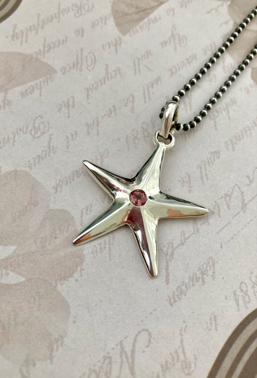 Lucky Star Pendant with Pink Tourmaline