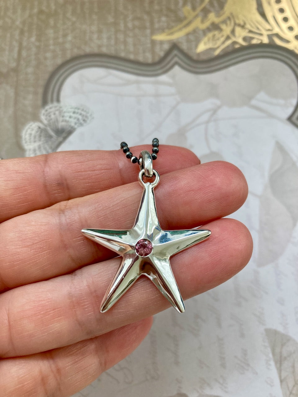 Lucky Star Pendant with Pink Tourmaline