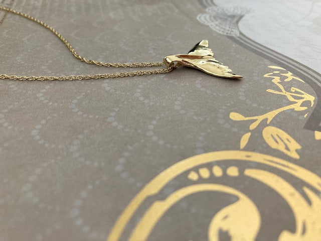 Humpback Whale Tail Pendant in 18k Gold