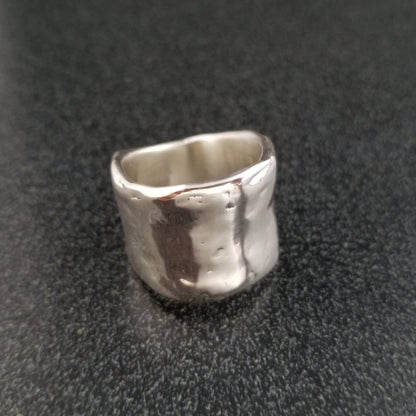 Wide Silver Band Ebb and Flow Ring