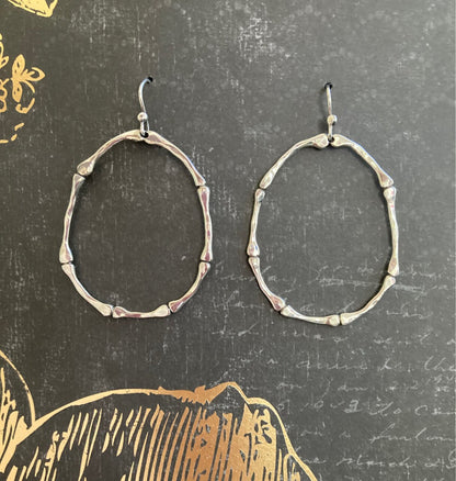 Bamboo Hoop Earrings in Solid Sterling Silver