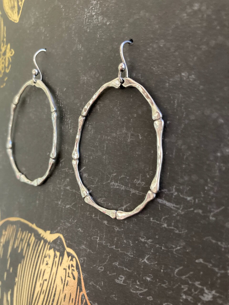 Bamboo Hoop Earrings in Solid Sterling Silver