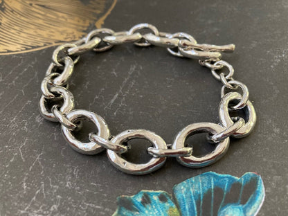 Heavy Link Statement Bracelet in Sterling Silver