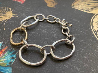 Big Oval Link Bracelet - Duck Duck Goose in Sterling Silver & 18k Gold