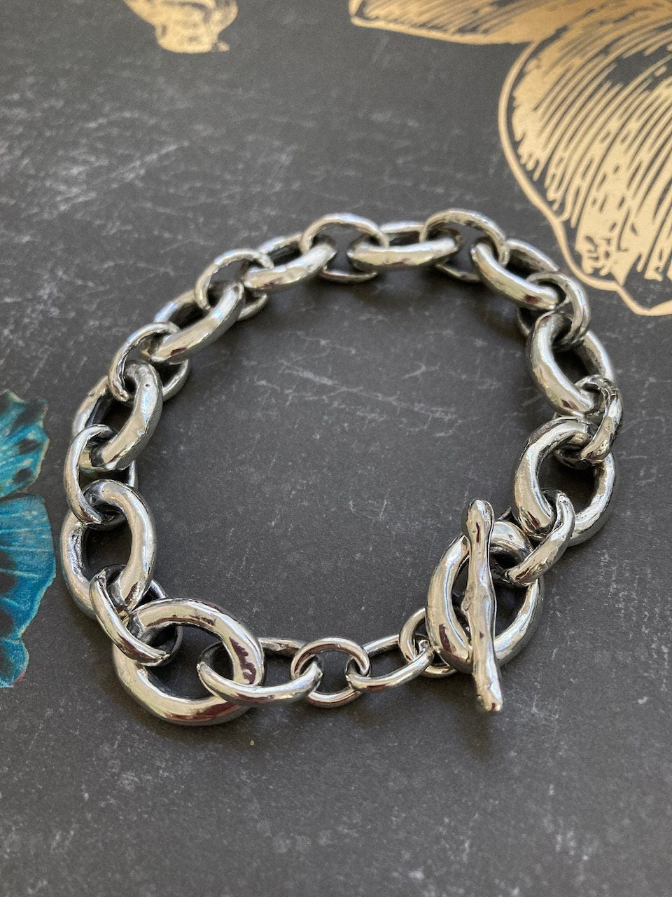 Heavy Link Statement Bracelet in Sterling Silver