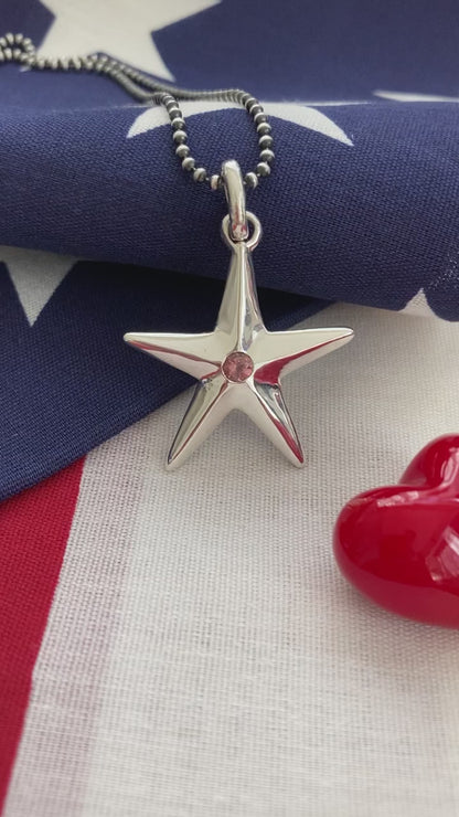 Lucky Star Pendant with Pink Tourmaline